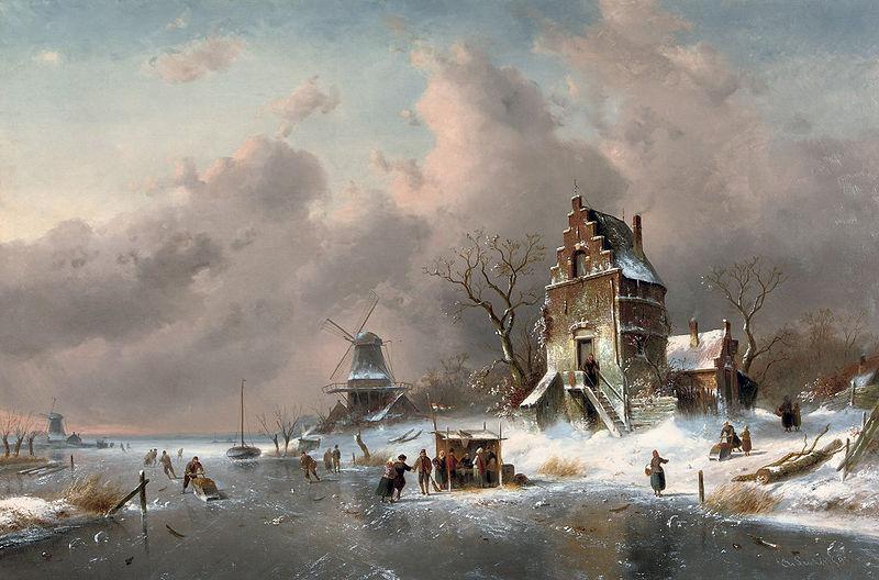 Charles Leickert Winter scene oil painting picture